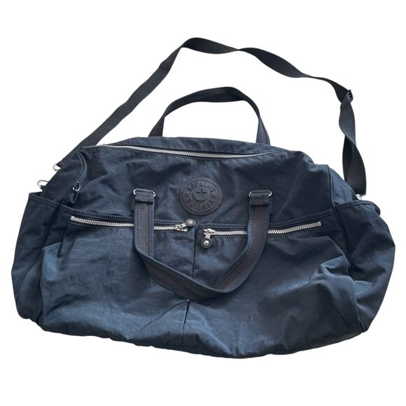 Kipling Eugina Weekender Duffle Bag Navy Blue Nylon Shoulder Strap Pockets - Picture 2 of 6